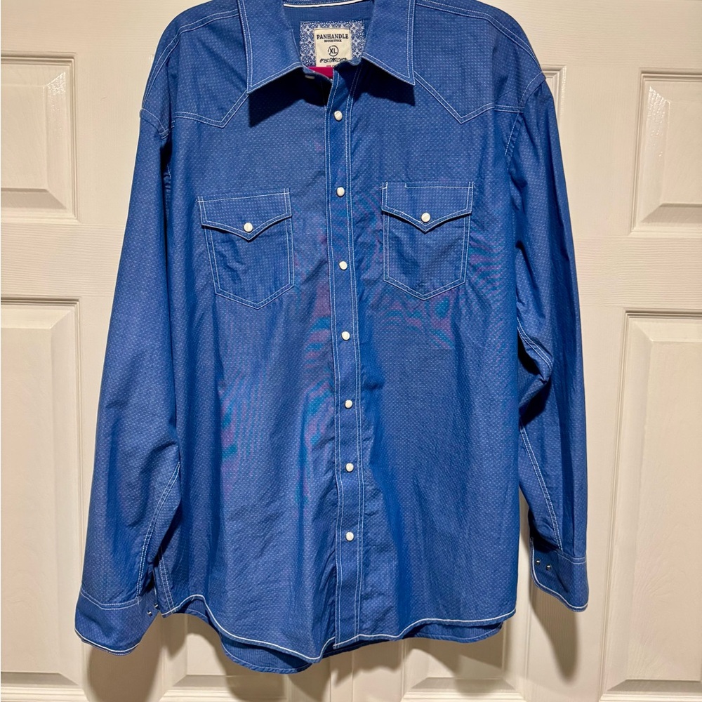 Rough Stock Panhandle Blue Button Down Shirt - Men’s XL